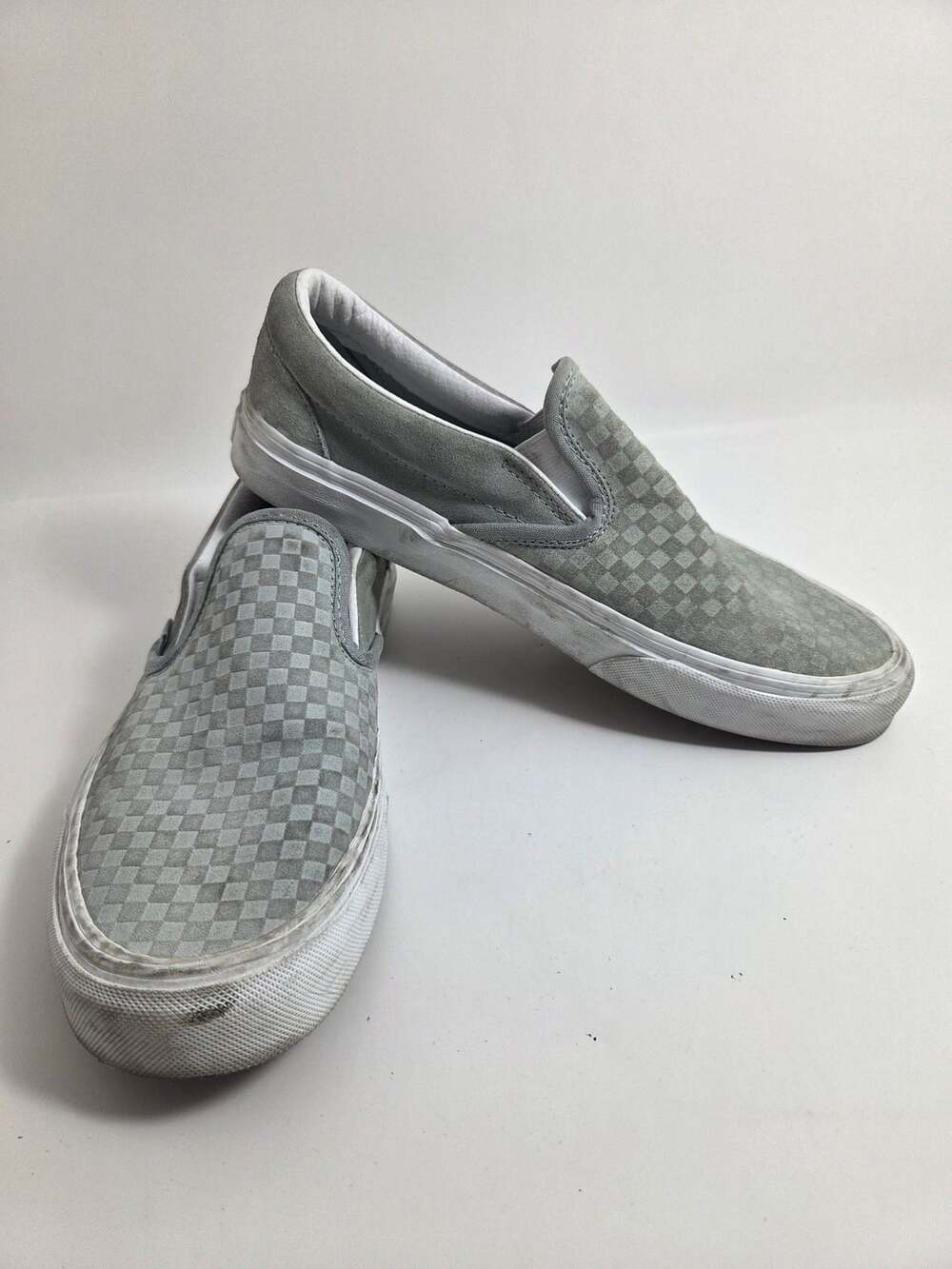 Vans Checkerboard Slip-On Gray Suede Shoes